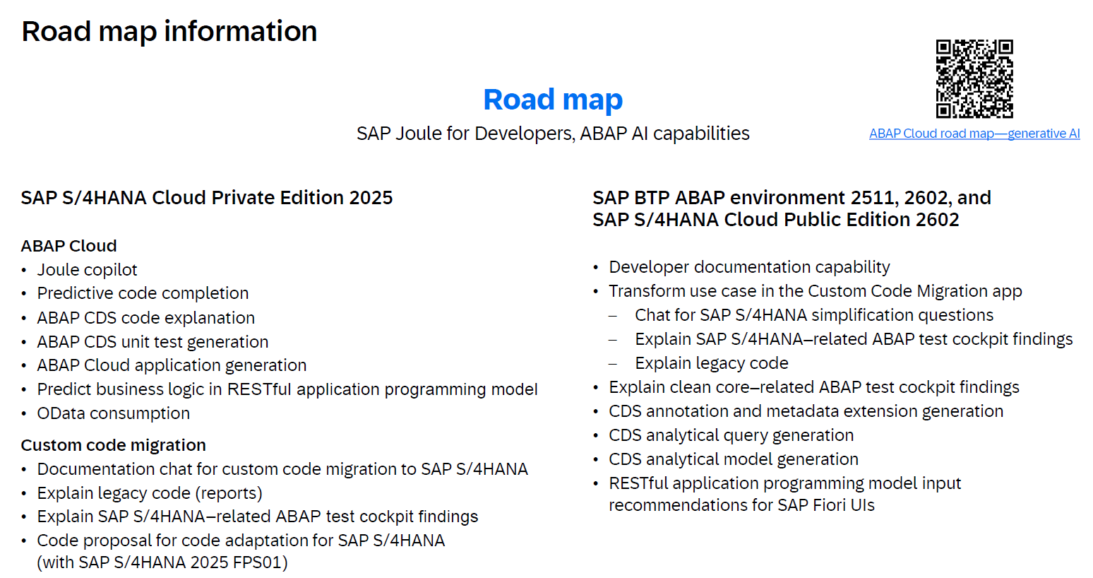 Roadmap